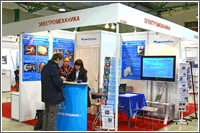 The booth of Electromachanica:the equipment for thermal processing of metals and alloys: vacuum furnaces for annealing and hardening of parts of different metals and alloys; vacuum casting, electron beam welding and welding in of argon, the equipment for plasma drawing of coverings